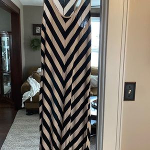 Black and Cream Maxi Racer Back Dress